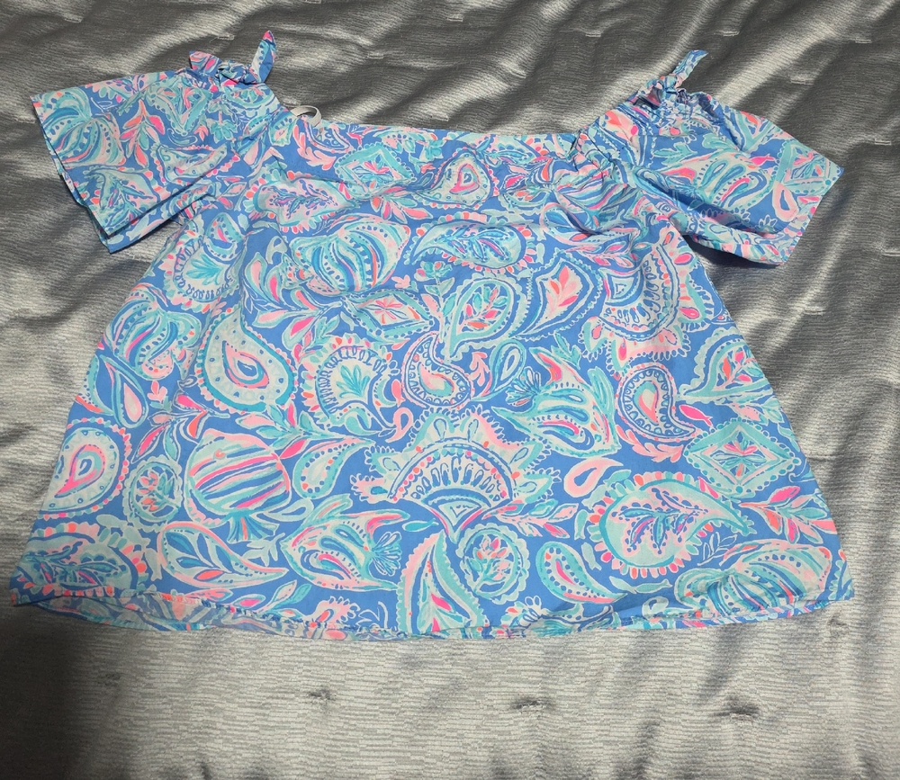 Lilly Pulitzer Blue and Pink Paisley Blouse